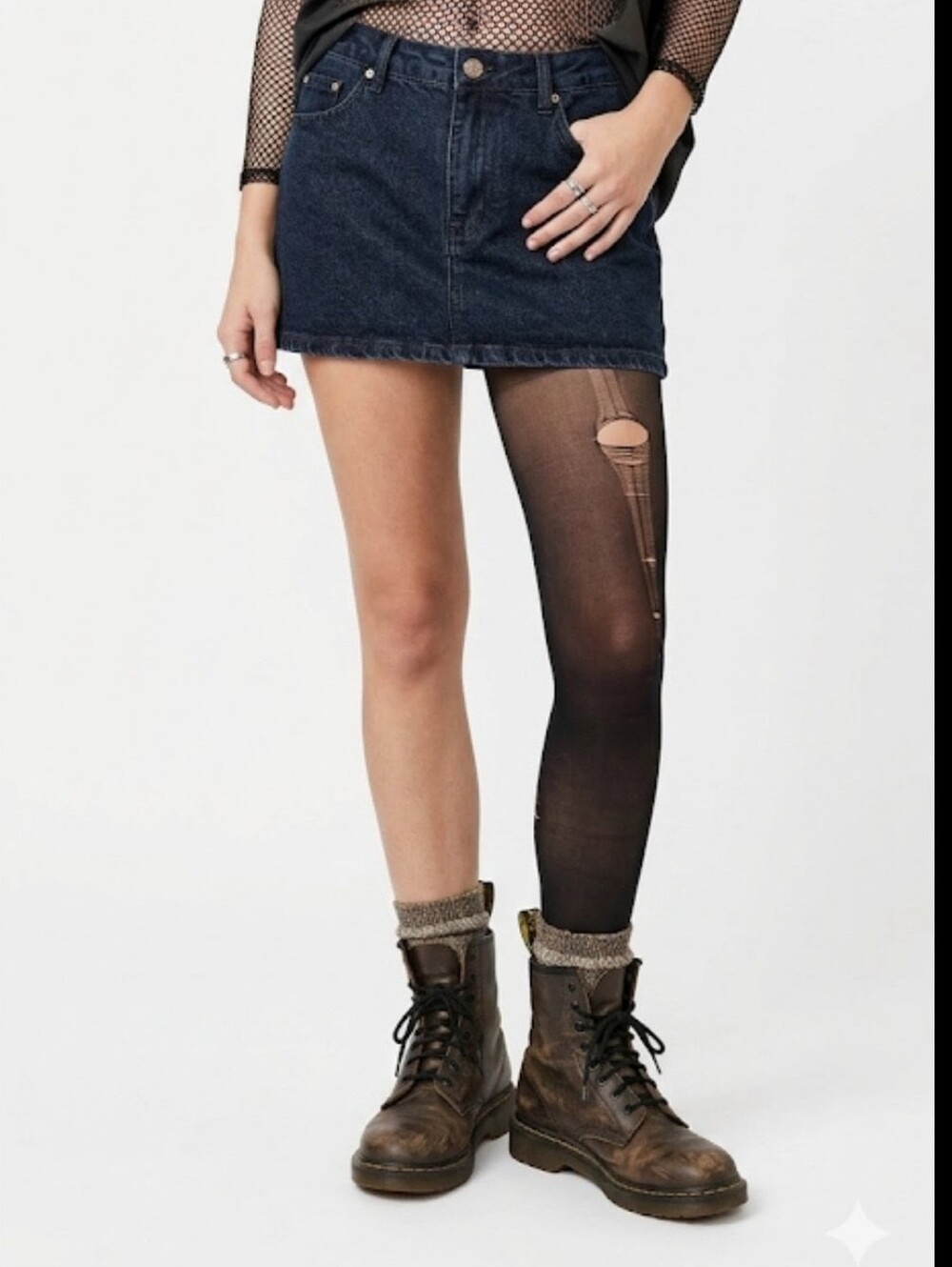 Carbon Denim Micro Mini Skirt M 90s Y2K Grunge #8000